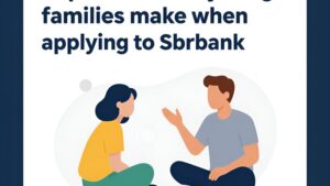 Современная иллюстрация молодой семьи, планирующей покупку жилья и оформление ипотеки в Сбербанке